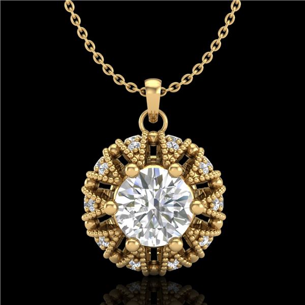 1.2 ctw VS/SI Diamond Art Deco Micro Pave Stud Necklace 18k Yellow Gold - REF-220W2H