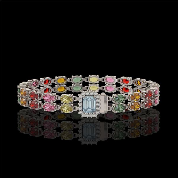 19.34 ctw Sapphire & Diamond Bracelet 14K White Gold - REF-236G4W