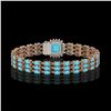 Image 3 : 22.19 ctw Turquoise & Diamond Bracelet 14K Rose Gold - REF-281X8A