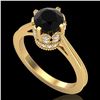 Image 1 : 1.5 ctw Fancy Black Diamond Engagment Art Deco Ring 18k Yellow Gold - REF-109M3G