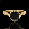 Image 2 : 1.5 ctw Fancy Black Diamond Engagment Art Deco Ring 18k Yellow Gold - REF-109M3G