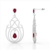 Image 3 : 6.40 ctw Ruby & Micro Pave VS/SI Diamond Earrings 14k White Gold - REF-381M8G