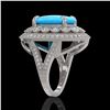 Image 3 : 9.07 ctw Turquoise & Diamond Victorian Ring 14K White Gold - REF-245H5R