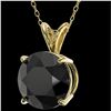 Image 2 : 2.58 ctw Fancy Black Diamond Solitaire Necklace 10k Yellow Gold - REF-60H3R