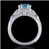 Image 3 : 2 ctw Intense Blue Diamond Engagment Art Deco Ring 18k White Gold - REF-345F5M