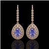 Image 1 : 8.95 ctw Tanzanite & Diamond Victorian Earrings 14K Rose Gold - REF-345A5N