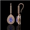 Image 2 : 8.95 ctw Tanzanite & Diamond Victorian Earrings 14K Rose Gold - REF-345A5N