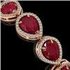 Image 3 : 30.06 ctw Ruby & Diamond Micro Pave Halo Bracelet 10k Rose Gold - REF-368W5H