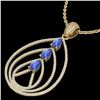 Image 1 : 2 ctw Tanzanite & Micro VS/SI Diamond Designer Necklace 18k Yellow Gold - REF-163Y6X