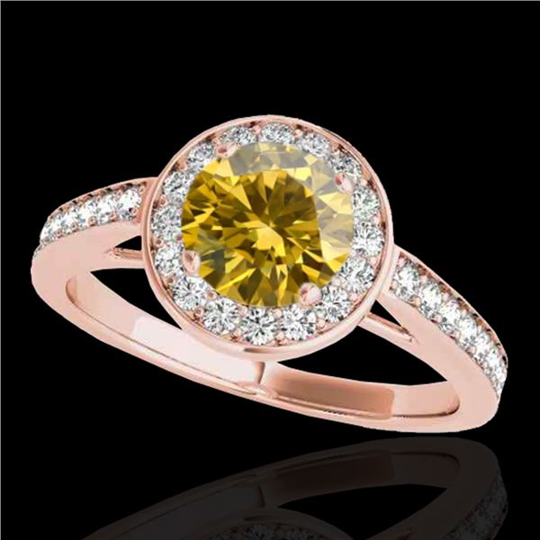 1.45 ctw Certified SI/I Fancy Intense Yellow Diamond Ring 10k Rose Gold - REF-163A6N