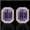 Image 1 : 9.40 ctw Amethyst & Micro Pave VS/SI Diamond Earrings 18k Yellow Gold - REF-77N8F
