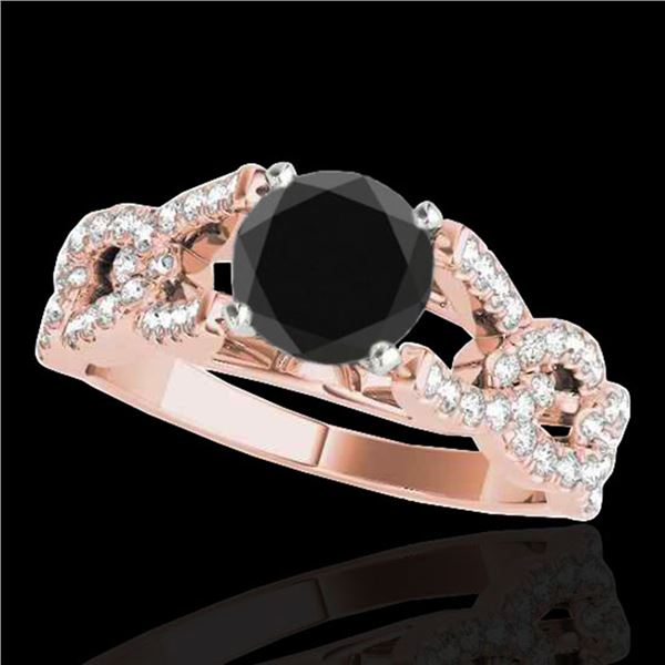 1.5 ctw Certified VS Black Diamond Solitaire Ring 10k Rose Gold - REF-58X8A