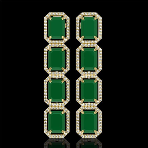 20.59 ctw Emerald & Diamond Micro Pave Halo Earrings 10k Yellow Gold - REF-248K2Y