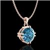 Image 3 : 1 ctw Intense Blue Diamond Art Deco Stud Necklace 18k Rose Gold - REF-167H3R