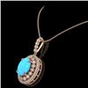 Image 3 : 8.97 ctw Turquoise & Diamond Victorian Necklace 14K Rose Gold - REF-245X5A