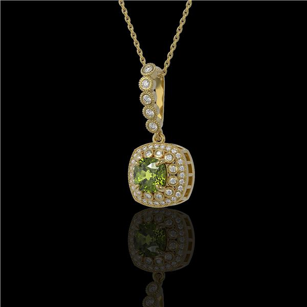 2.25 ctw Tourmaline & Diamond Victorian Necklace 14K Yellow Gold - REF-81M3G