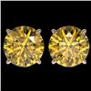 Image 1 : 4 ctw Certified Intense Yellow Diamond Stud Earrings 10k Rose Gold - REF-724A3N