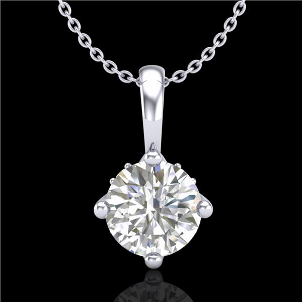 0.82 ctw VS/SI Diamond Solitaire Art Deco Stud Necklace 18k White Gold - REF-180Y2X