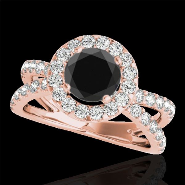 2.01 ctw Certified VS Black Diamond Solitaire Halo Ring 10k Rose Gold - REF-74Y6X