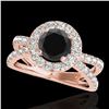 Image 1 : 2.01 ctw Certified VS Black Diamond Solitaire Halo Ring 10k Rose Gold - REF-74Y6X