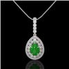 Image 2 : 4.07 ctw Jade & Diamond Victorian Necklace 14K White Gold - REF-118A2N