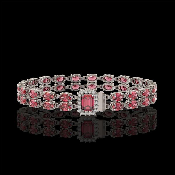 16.97 ctw Tourmaline & Diamond Bracelet 14K White Gold - REF-236R4K