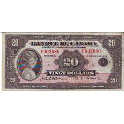 $20.00 note 1935, grade F, Charlton # BC-10