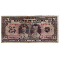 $25.00 note 1935, grade VG, Charlton # BC-12