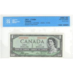 $1.00 DF note 1954, CCCS Gem UNC-65, BC-29a