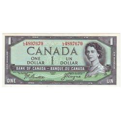 $1.00 DF note 1954, UNC-63, Charlton # BC-29b