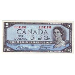 $5.00 DF note 1954, AU, Charlton # BC-31b