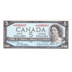 $5.00 Repl Note 1954, AU, Charlton BC-39bA