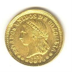 Colombia Gold; 2 pesos 1871, Uncirculated