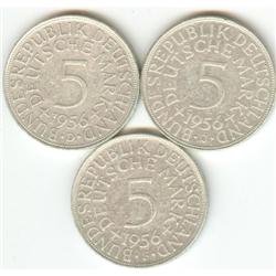 Germany lot of 3 x 5 Marks