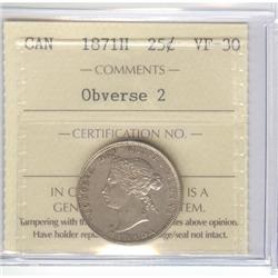 25 Cents 1871H, ICCS VF-30: Obverse # 2