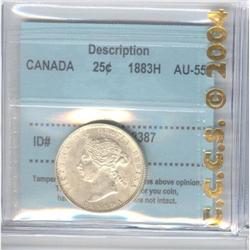 25 Cents 1883H, graded CCCS AU-55