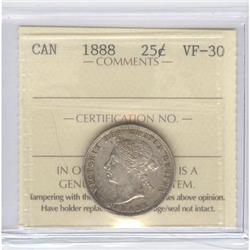 25 Cents 1888, ICCS graded VF-30