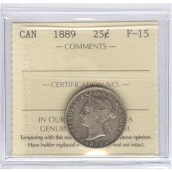 25 Cents 1889, ICCS graded F-15