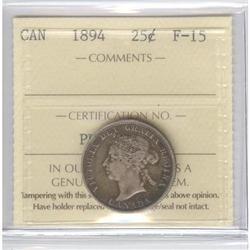 25 Cents 1894, ICCS graded F-15