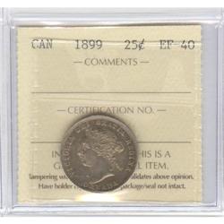 25 Cents 1899, ICCS graded EF-40