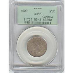 25 Cents 1900, PCGS graded AU-55
