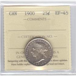 25 Cents 1900, ICCS graded EF-45