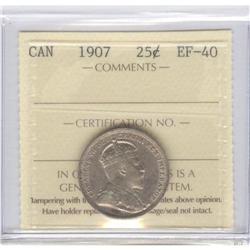 25 Cents 1907, ICCS graded EF-40