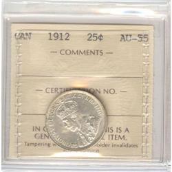 25 Cents 1912, ICCS graded AU-55