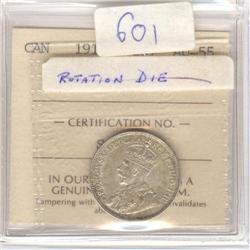 25 Cents 1913, ICCS graded AU-55