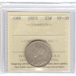 25 Cents 1915, ICCS graded VF-30