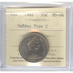 50 Cents 1982, ICCS MS-64: Small Beads, T2