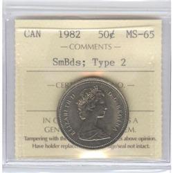 50 Cents 1982, ICCS MS-65: Small Beads, T2