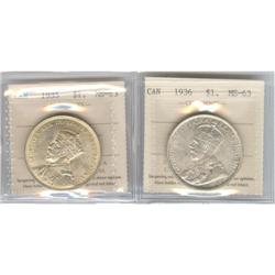 Silver Dollar 1935 & 1936 both ICCS MS-63
