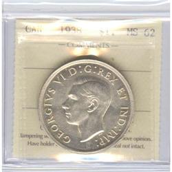 Silver Dollar 1938, ICCS graded MS-62